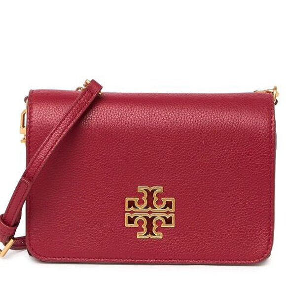 New Tory Burch Britten Leather Convertible Bag Redstone $425 - Picture 1 of 13